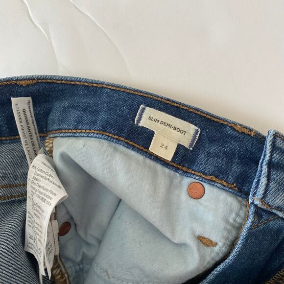 Madewell Women's Slim Demi Boot Raw Hem Jeans Size 24 High Rise - Picture 4 of 13